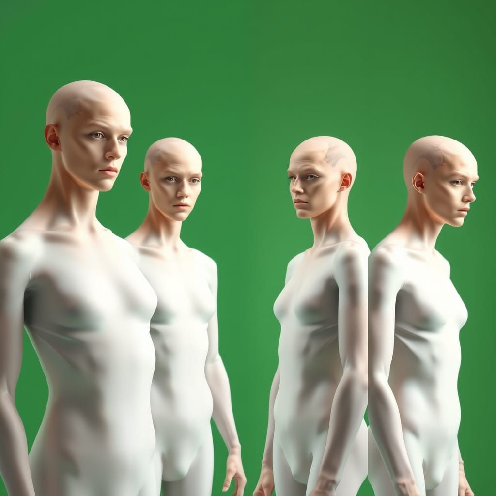 Caucasian Human Figure on Chroma Key Green