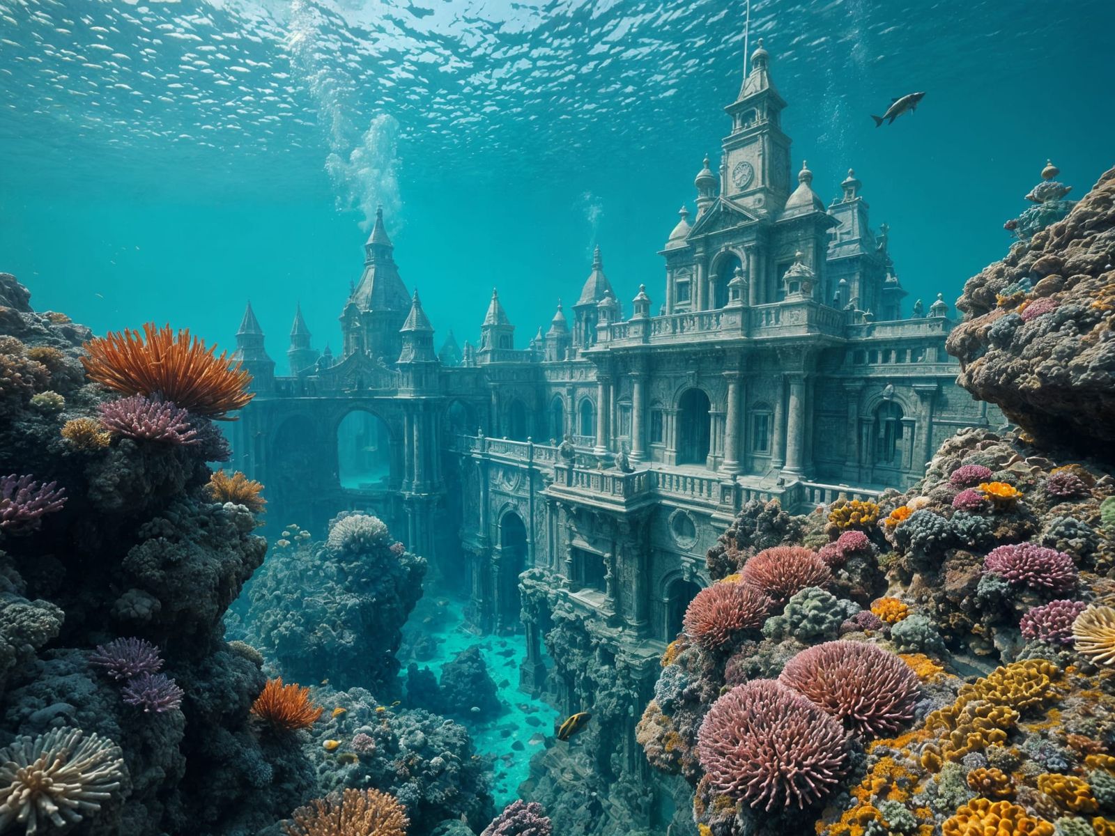 Lost Underwater City Atlantis in Hyperrealistic Style