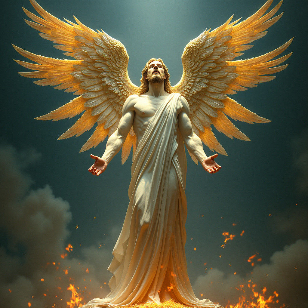 Majestic Seraphim with Iridescent Wings in Baroque Style