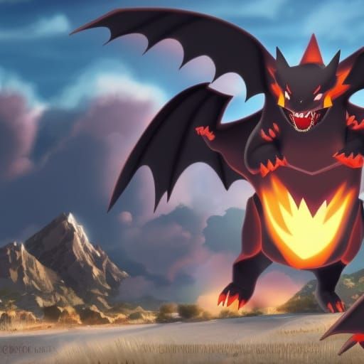 Charizard and Gengar Pokemon Fusion Art