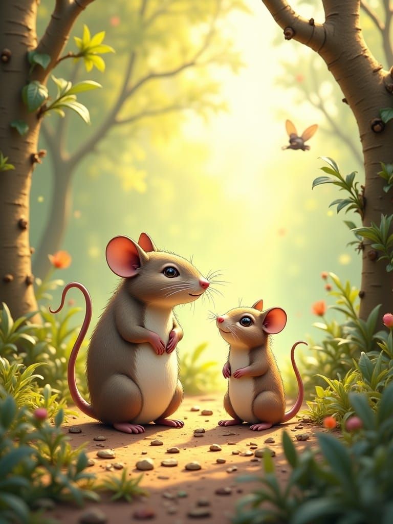 Rodents in Whimsical Forest Friendship