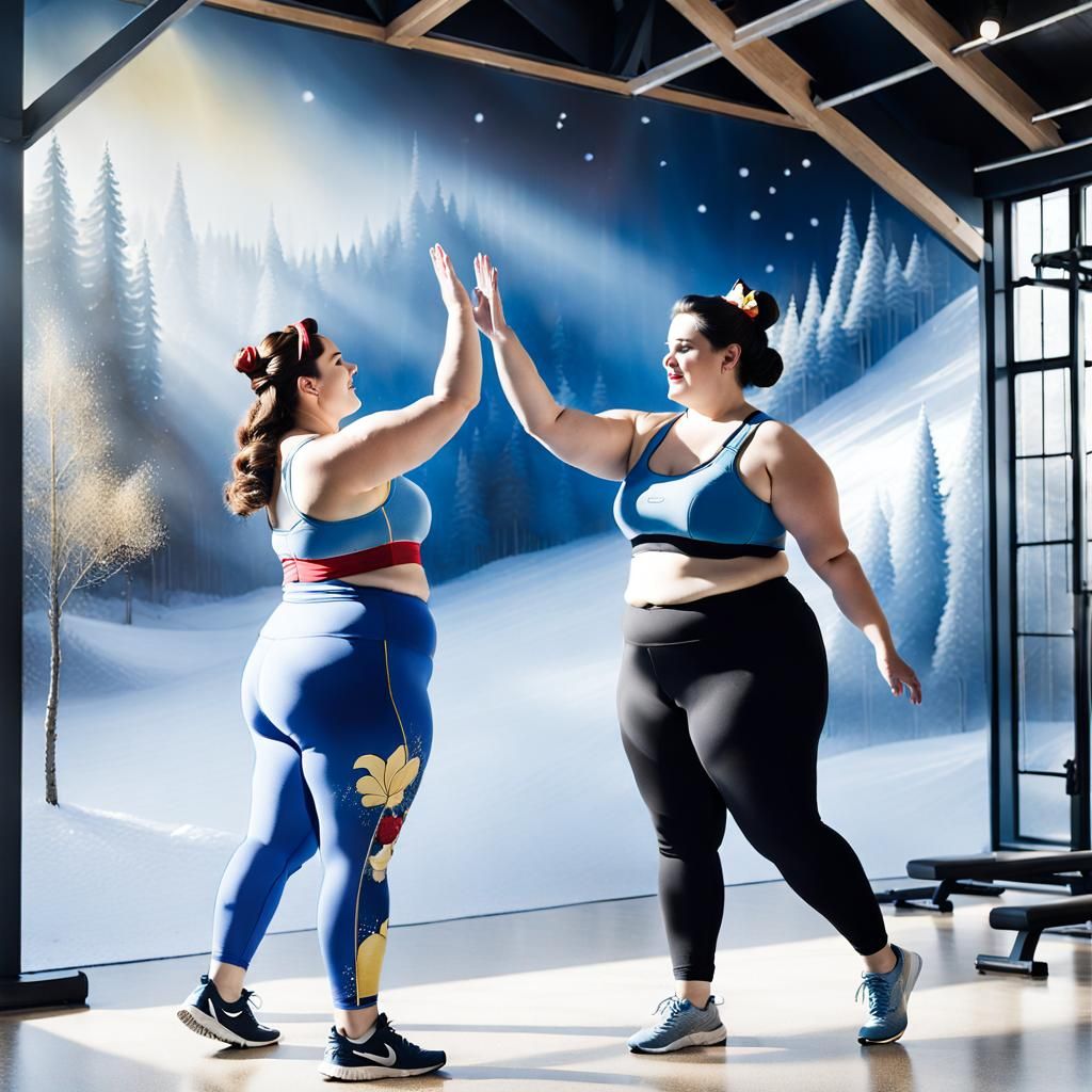 Disney Princesses Belle and Snow White Gym High Five