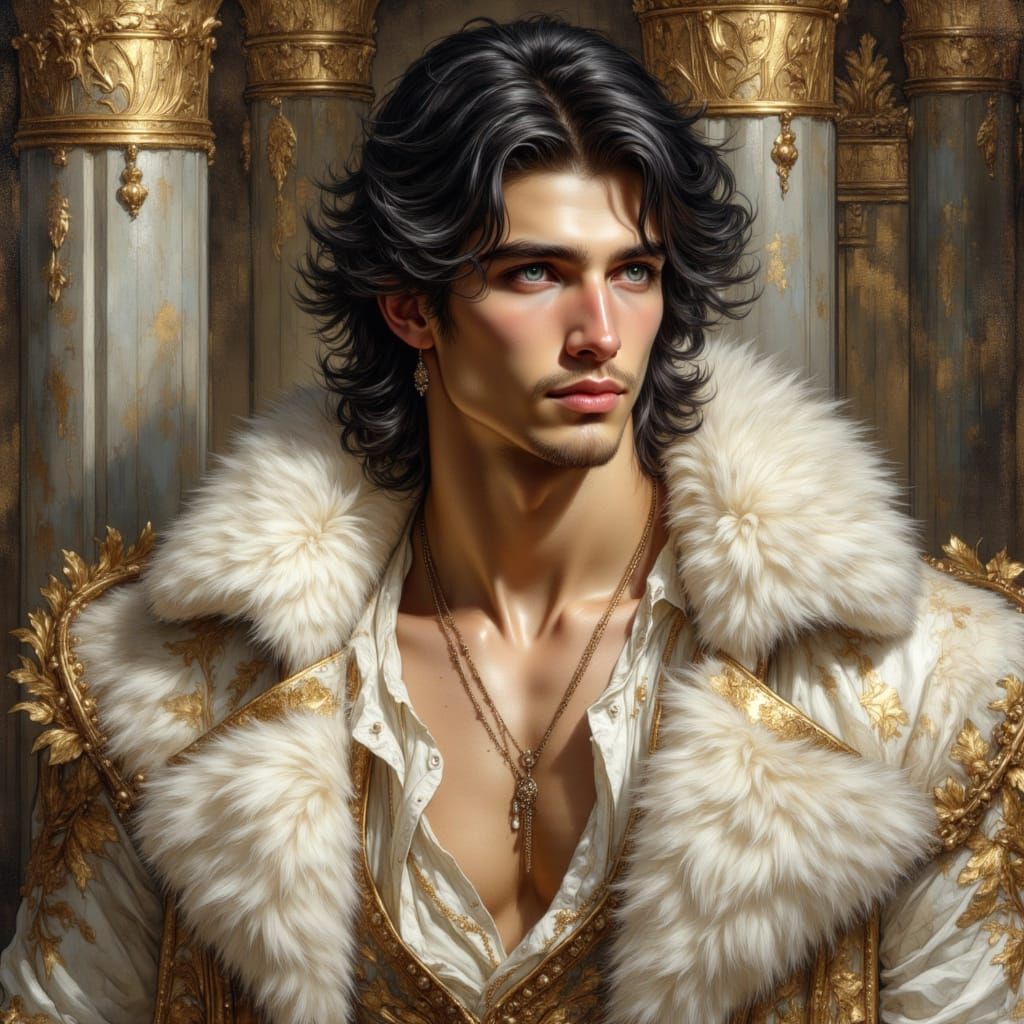 Handsome Man in Silk Gown, Oil Painting