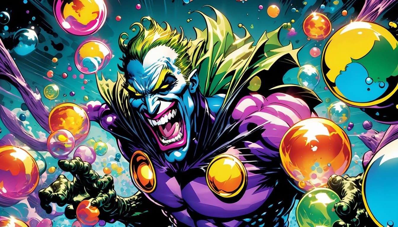 Evil Bubble Man Super Villain Comic Book Art