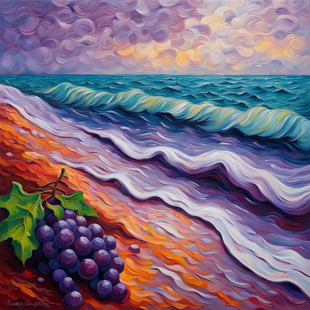 Grape Soda Ocean as Impasto Oil Painting