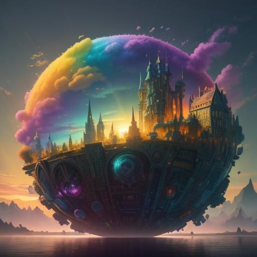 Candy Coated Cityscape in Hyperrealistic Fantasy Art