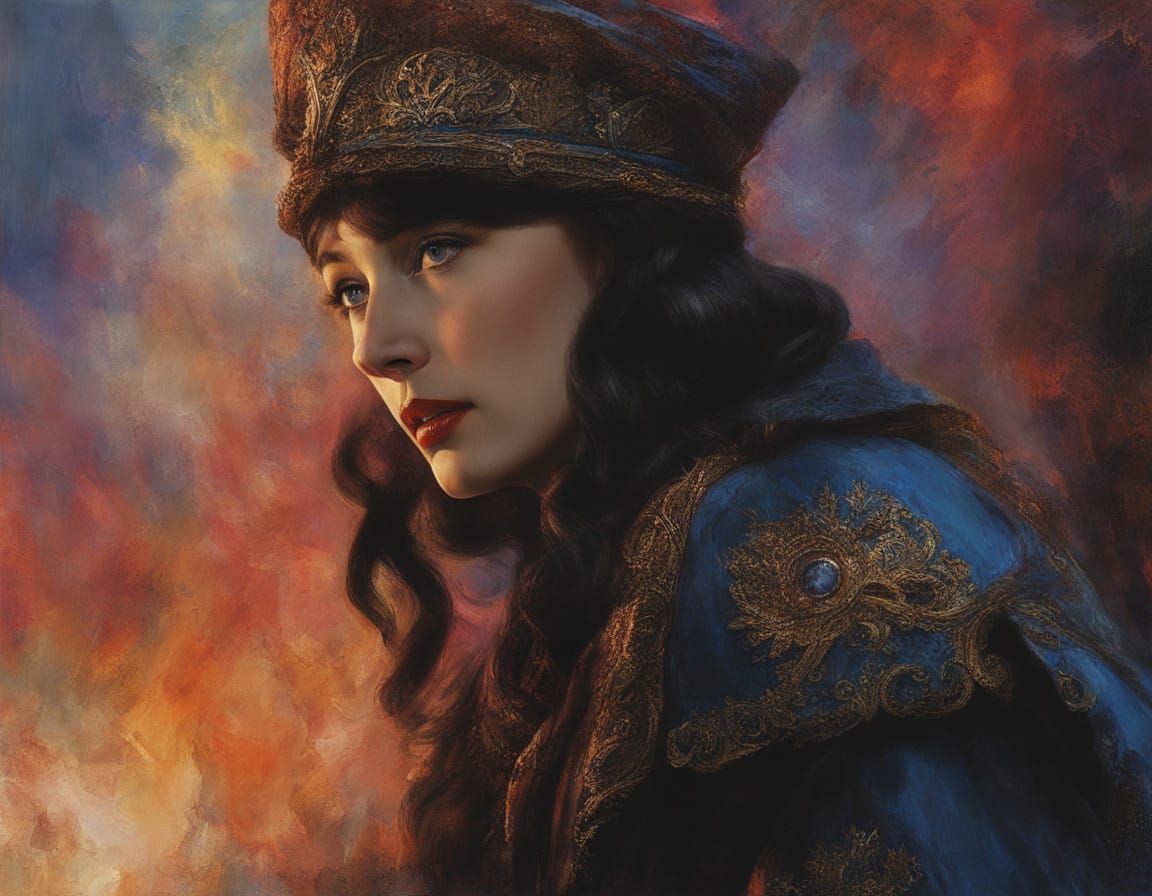 Barbara Stanwyck Portrait in Hyperrealistic Impasto Style