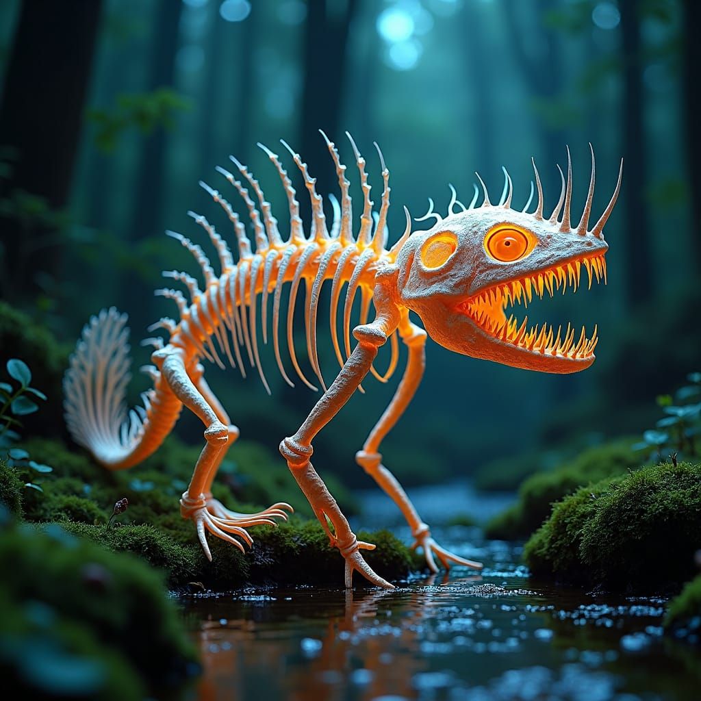 Gothic Angler Fish-Tortoise Skeleton in Creek