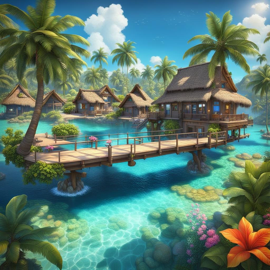 Tropical Resort Paradise with Crystal Clear Waters