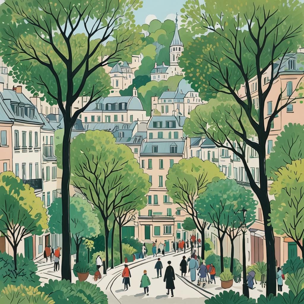 Montmartre Illustration in Marni and Matisse Style