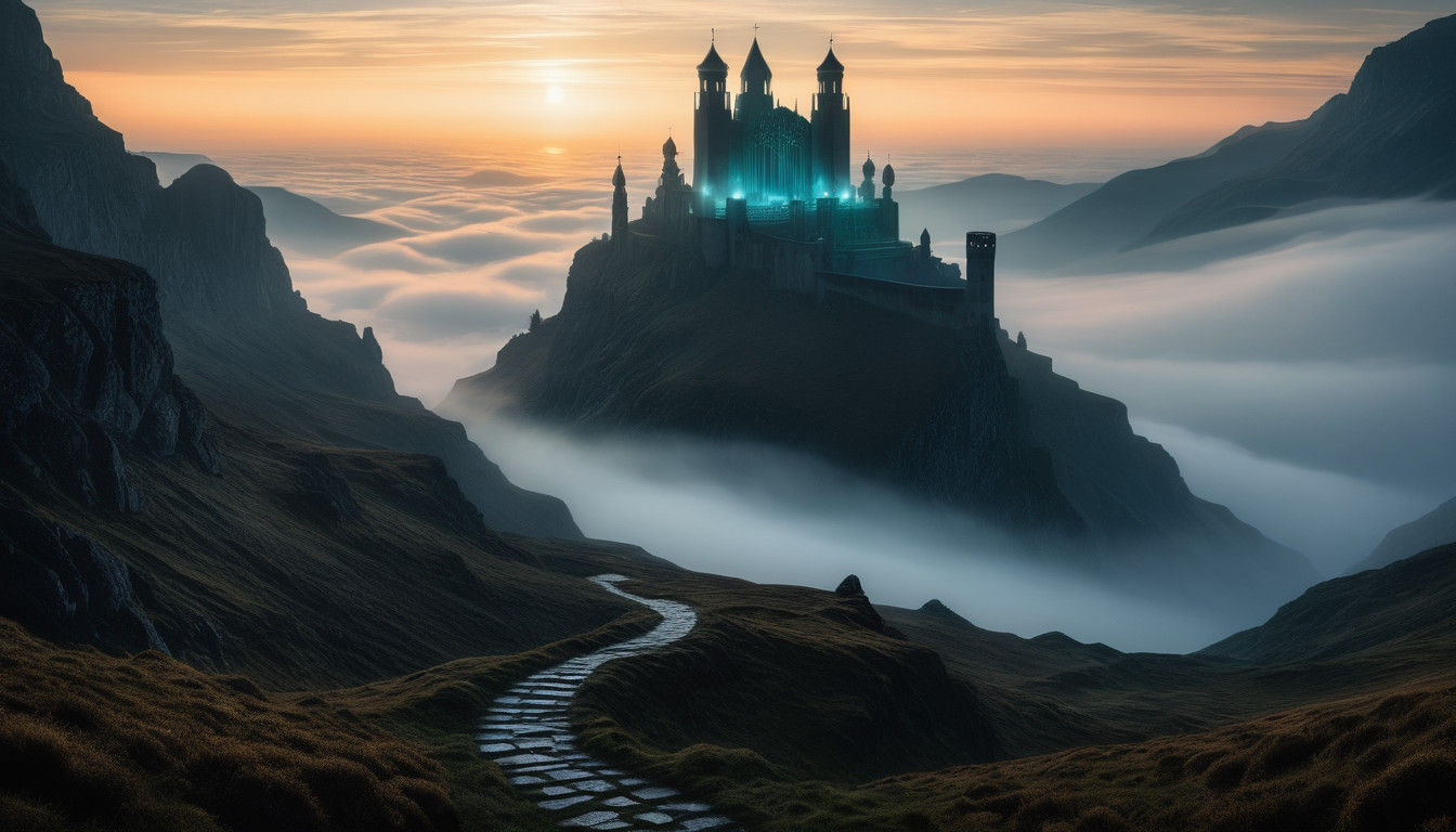 Epic Expressionist Film Poster of Knight Gawain in Mysteriou...