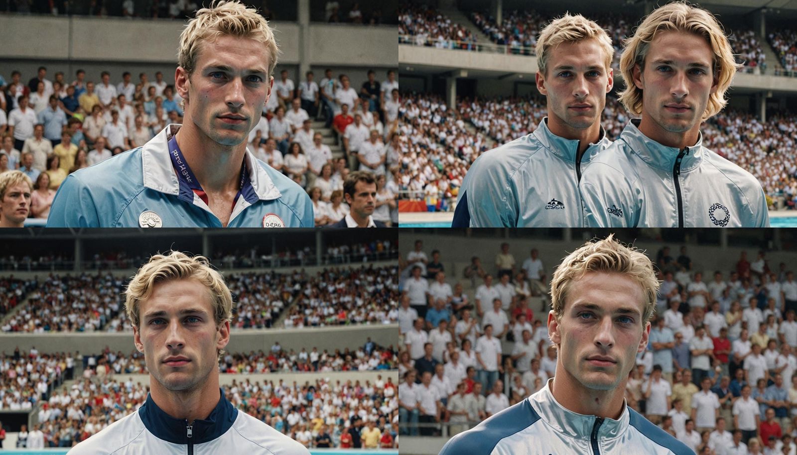 Olympic Swimmer on Podium: Silver Nitrate Photograph