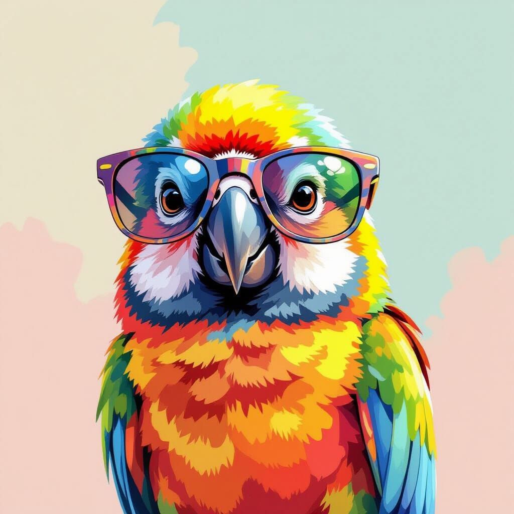 Cute Kid and Parrot Illustration in Pastel Colors