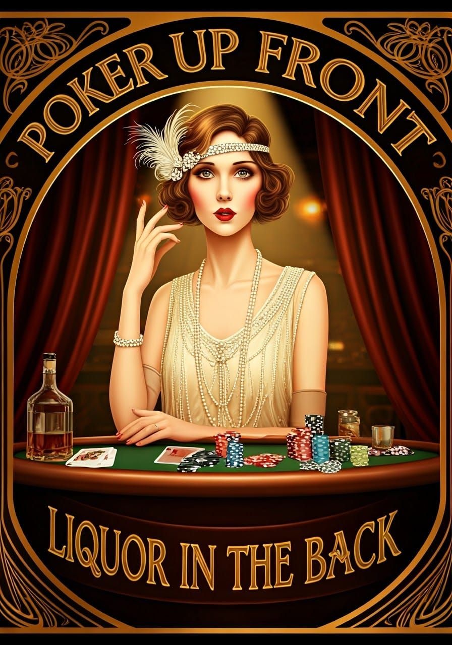 Flapper Era Poster in Opulent Art Nouveau Style
