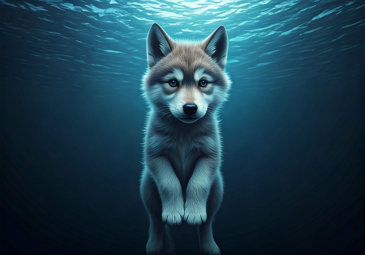 Adorable Orca-Wolf Cub Hybrid in Arctic Ocean