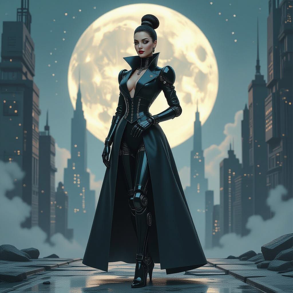 Robot Ballerina in Gritty Metropolis, Vintage Comic Style