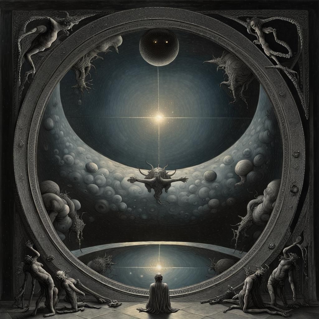 Cosmic Horror Landscape in Gustave Doré Style