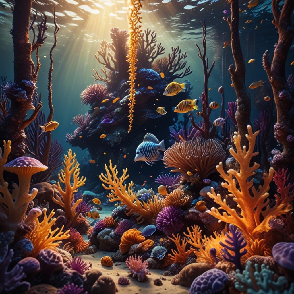 Vibrant Coral Reef Ecosystem in Digital Art