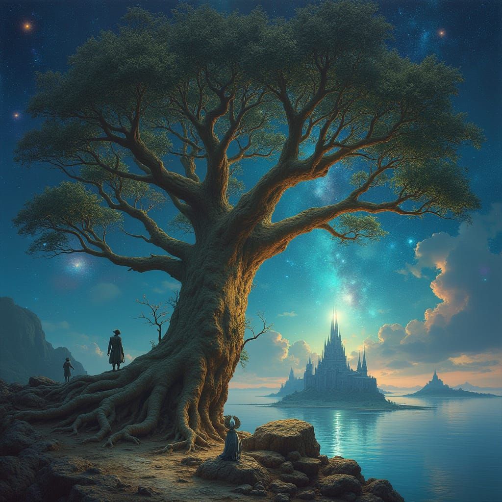 Ancient Bioluminescent Tree and Floating Islands in Cosmic N...