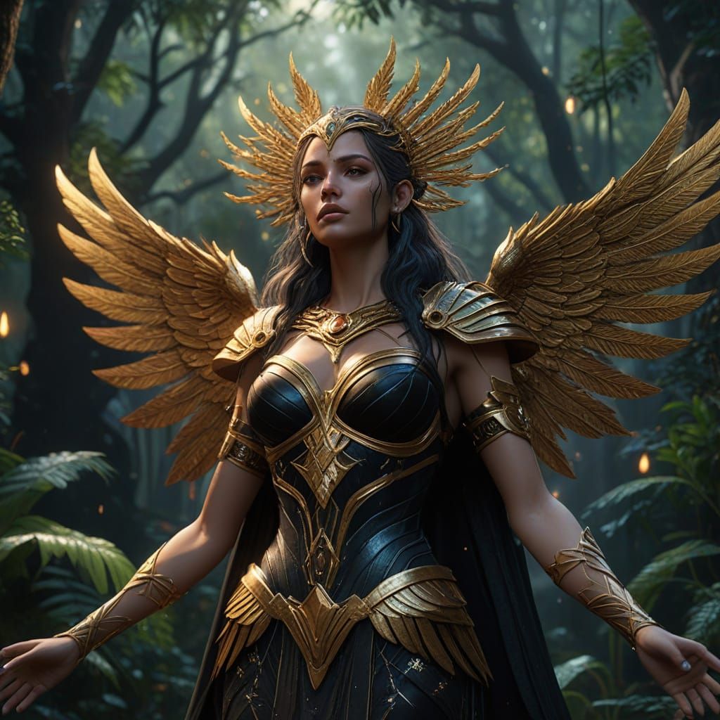 Goddess Nemesis in Magical Rainforest Concept Art