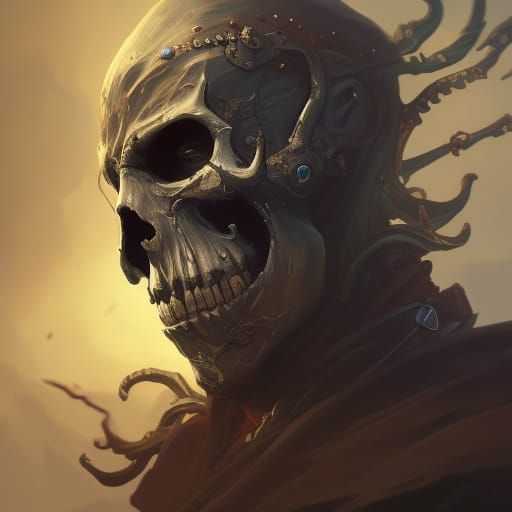 Undead Pirate Lord Skull Portrait in Triadic Colors