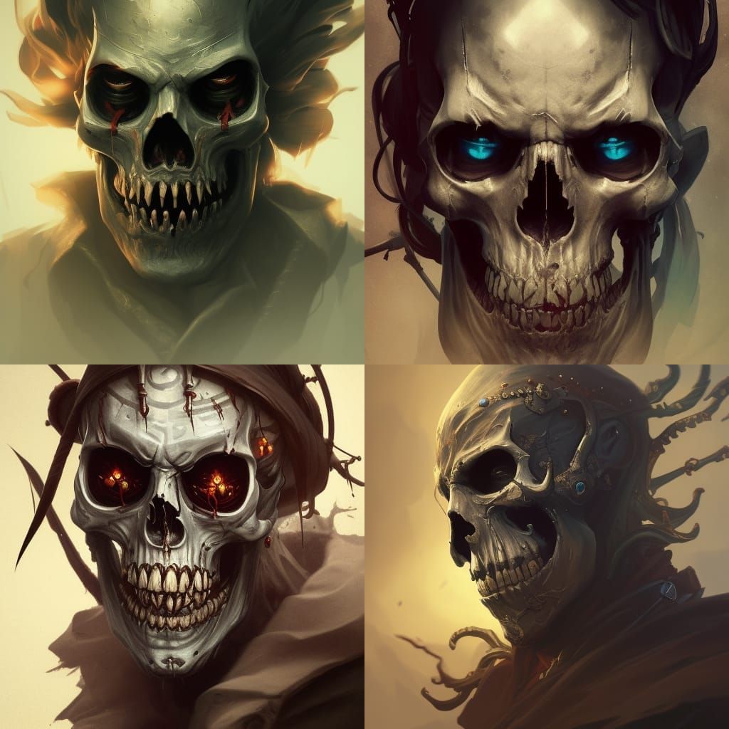 Undead Pirate Lord Skull Portrait in Digital Art Style