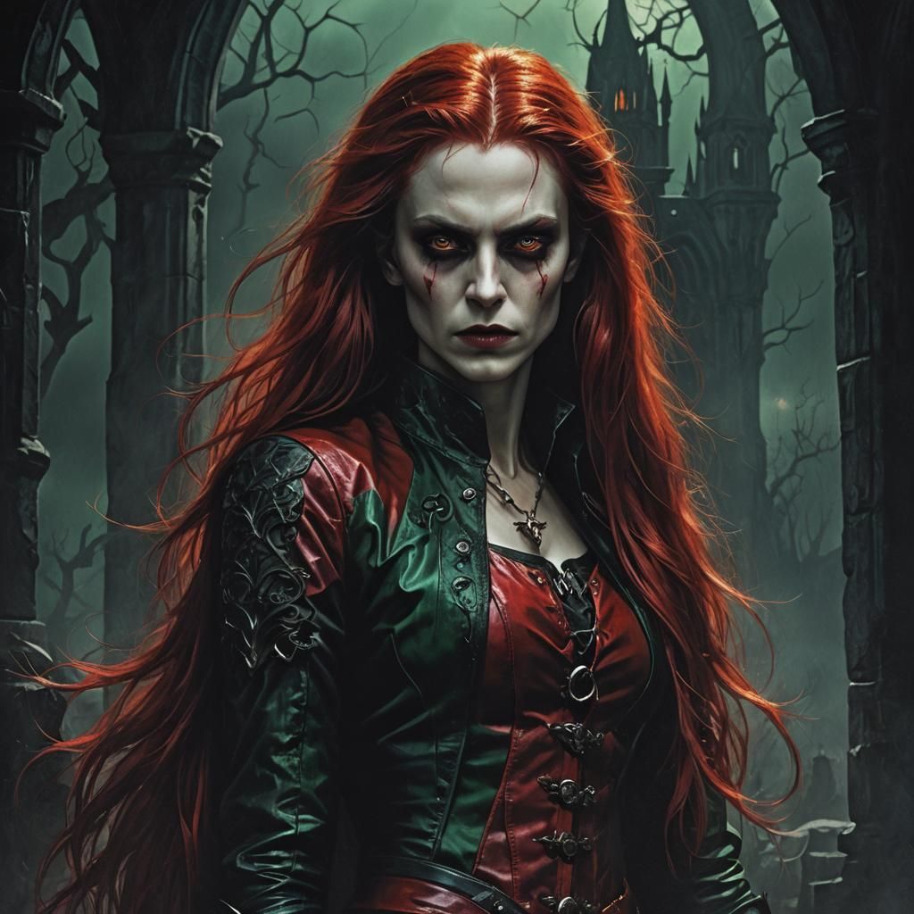 Vampire Portrait in Gothic Dark Fantasy Style