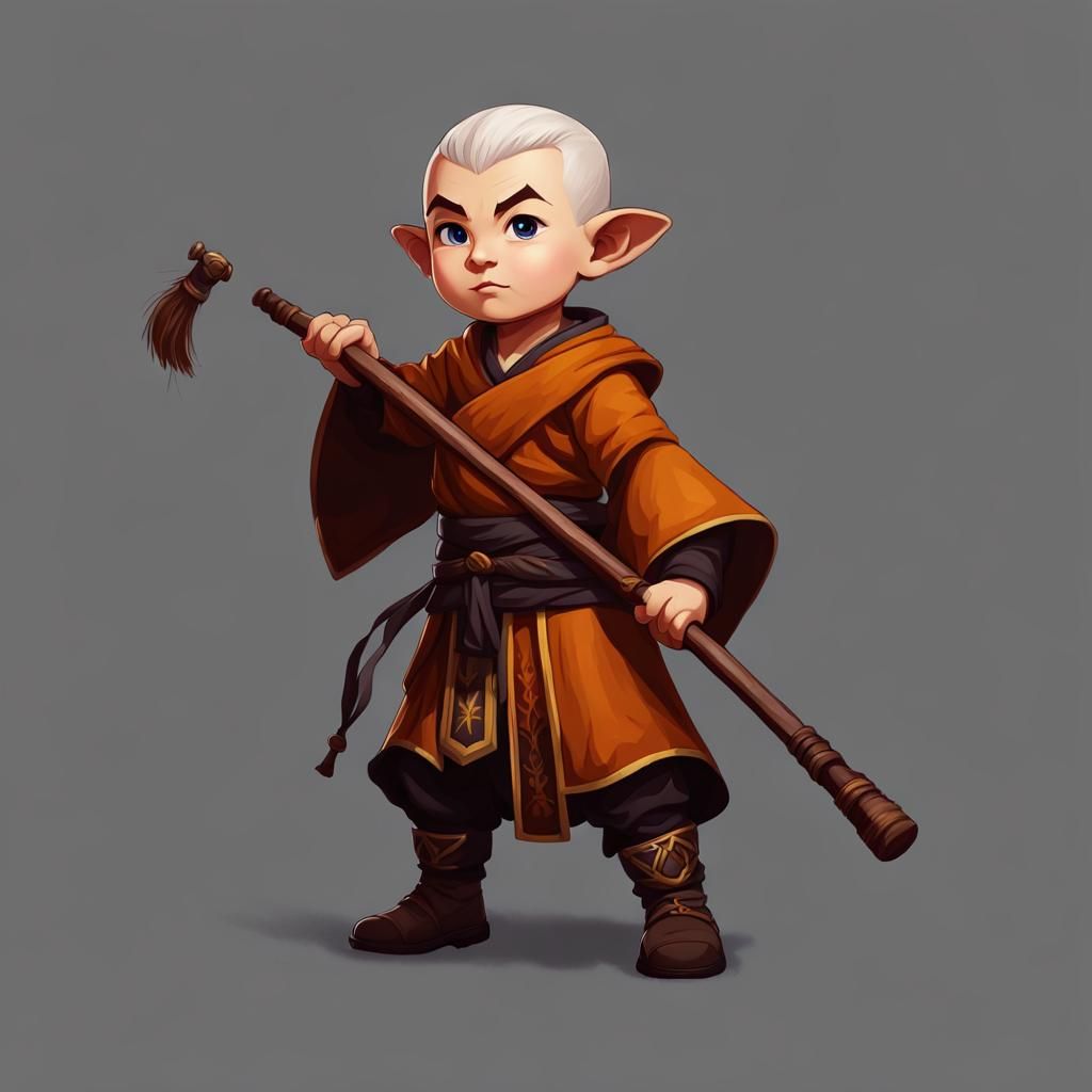 Halfling Monk Character in Fantasy Digital Art