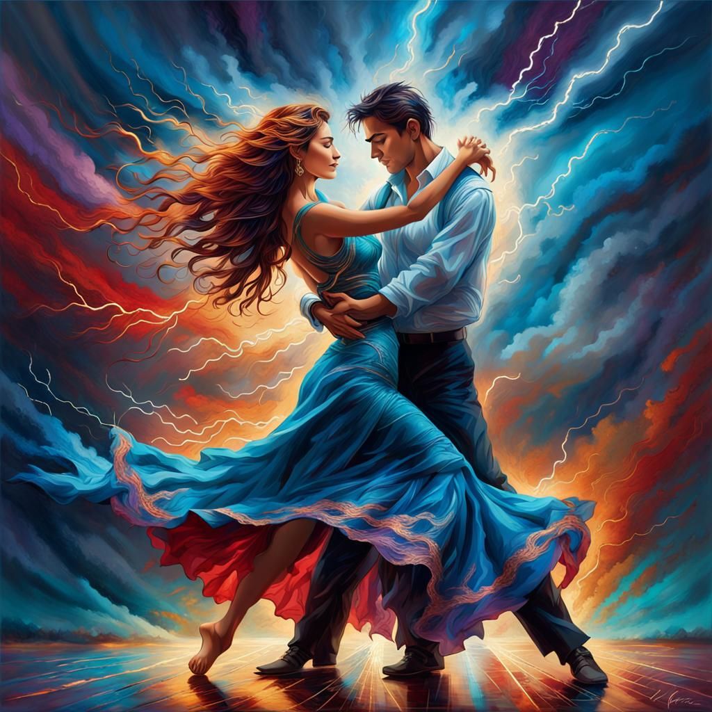 Passionate Dance of Redemption in Expressionist Style