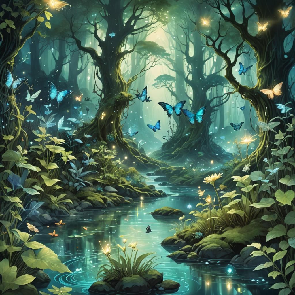 Mystical Forest Landscape Inspired by Fantasy Art
