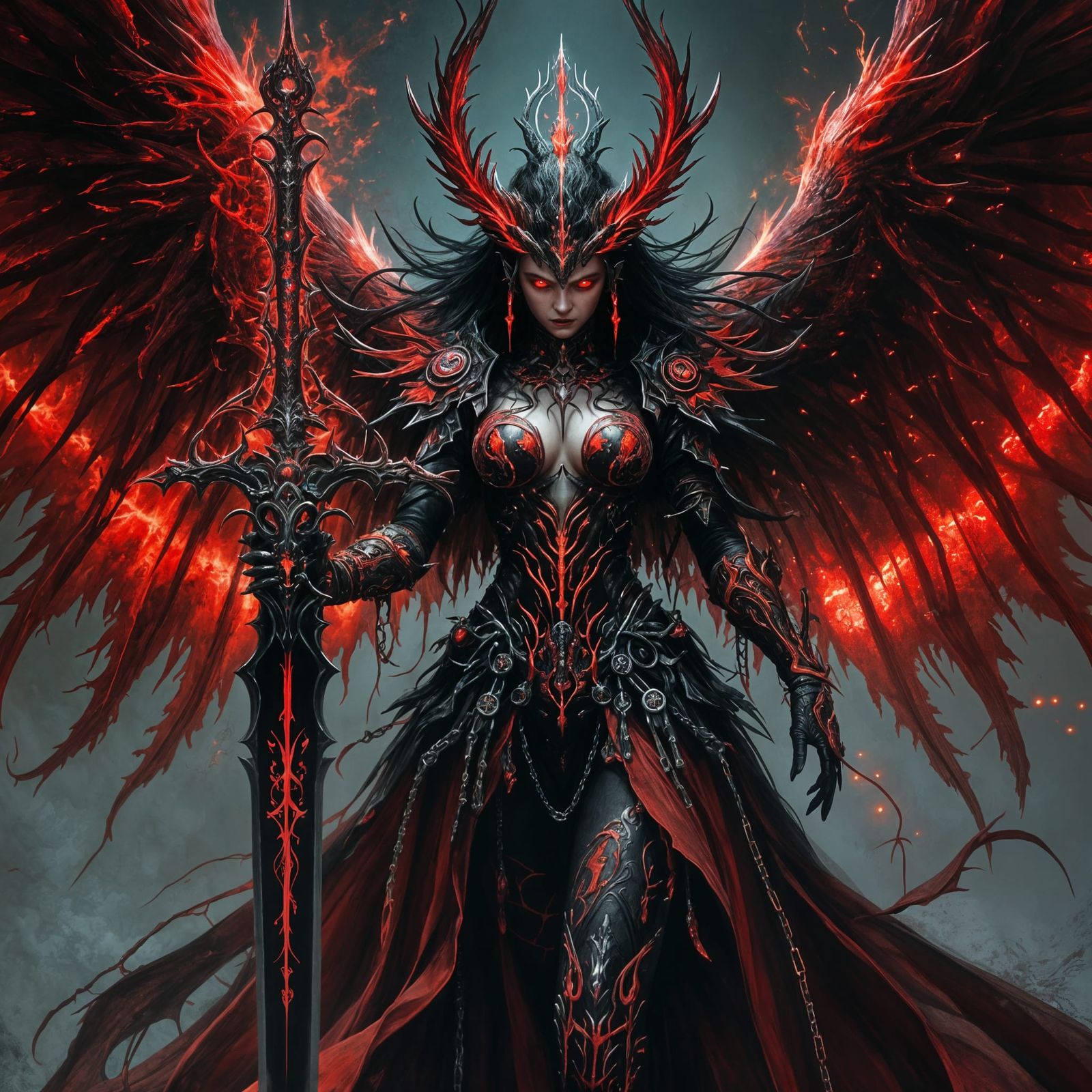 Dark Fantasy Angel in Gothic Armor