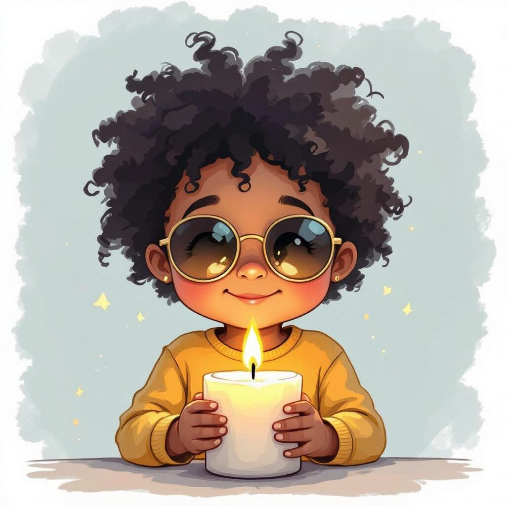 Cute African American Child Illustration in Pastel Colors