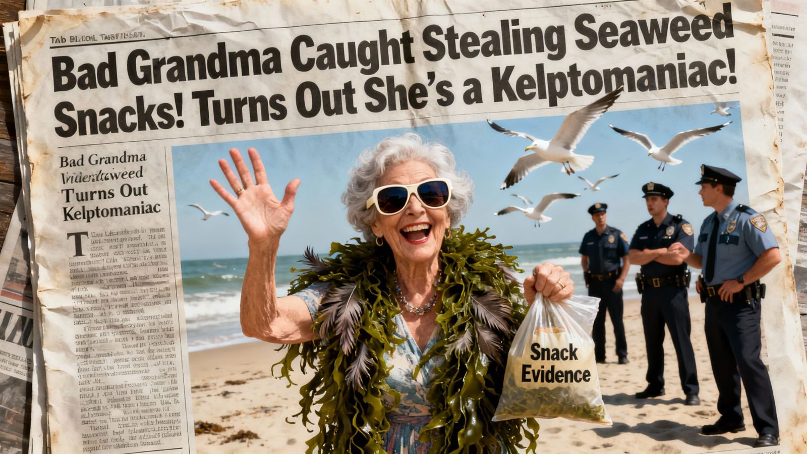 Funny Newspaper Headline: Grandma Caught Stealing Snacks