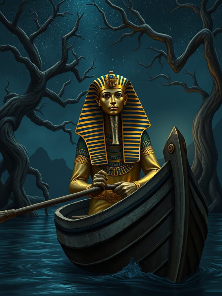 Ancient Egyptian Underworld Landscape in Mystical Hues