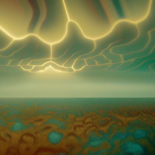 Surreal Abstract Landscape with Prehistoric Elements