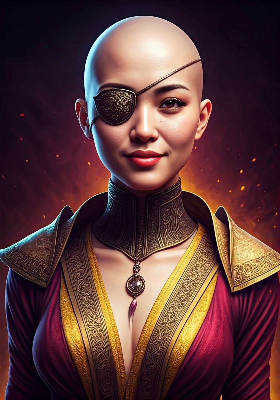 Bald Woman with Eye Patch in Spirits Land