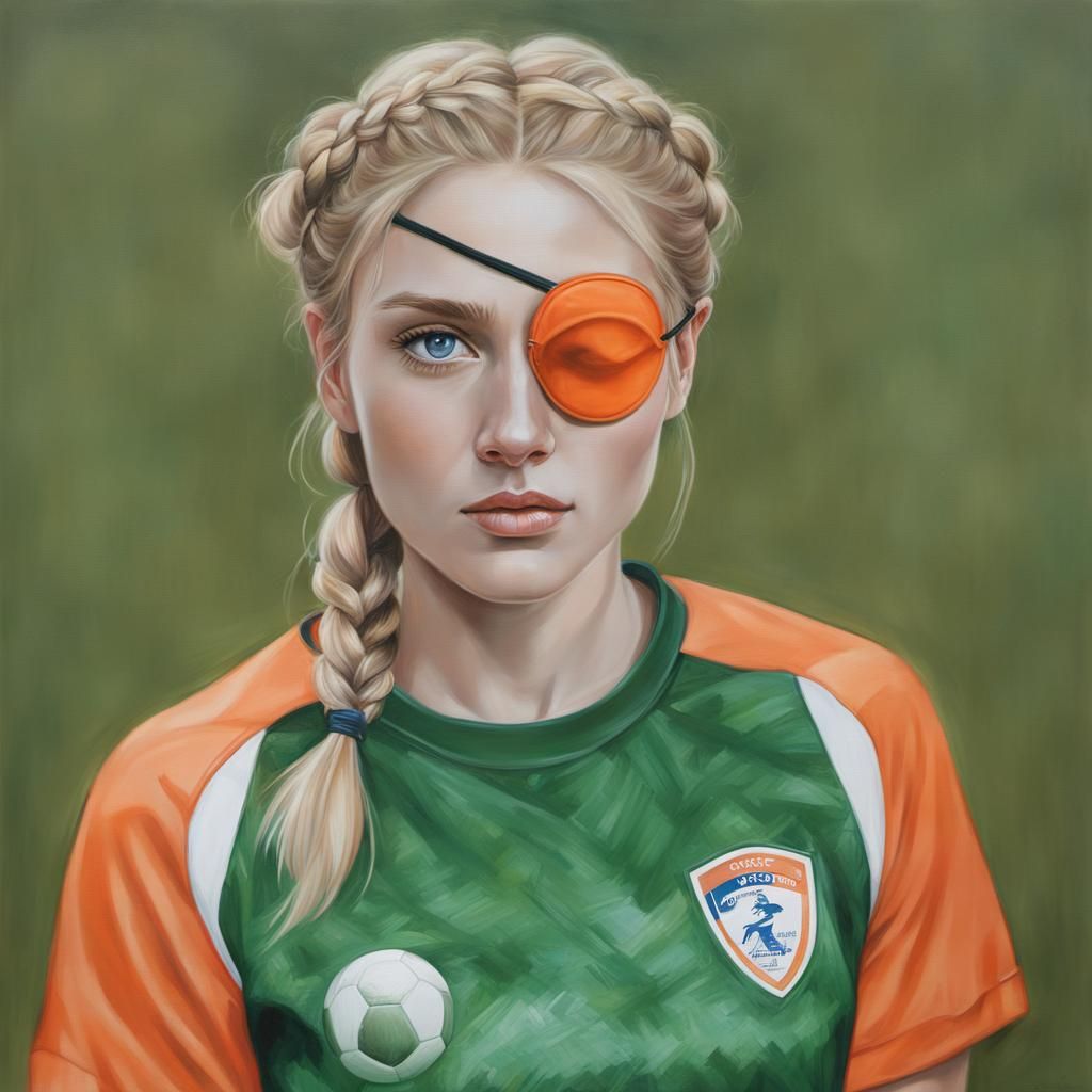 Dutch Girl with Eyepatch, Oil Painting Style