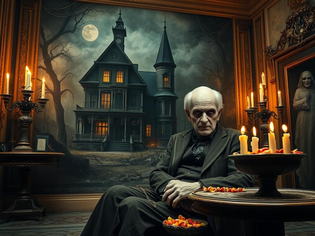 Creepy Old Man in Haunted Victorian Parlor