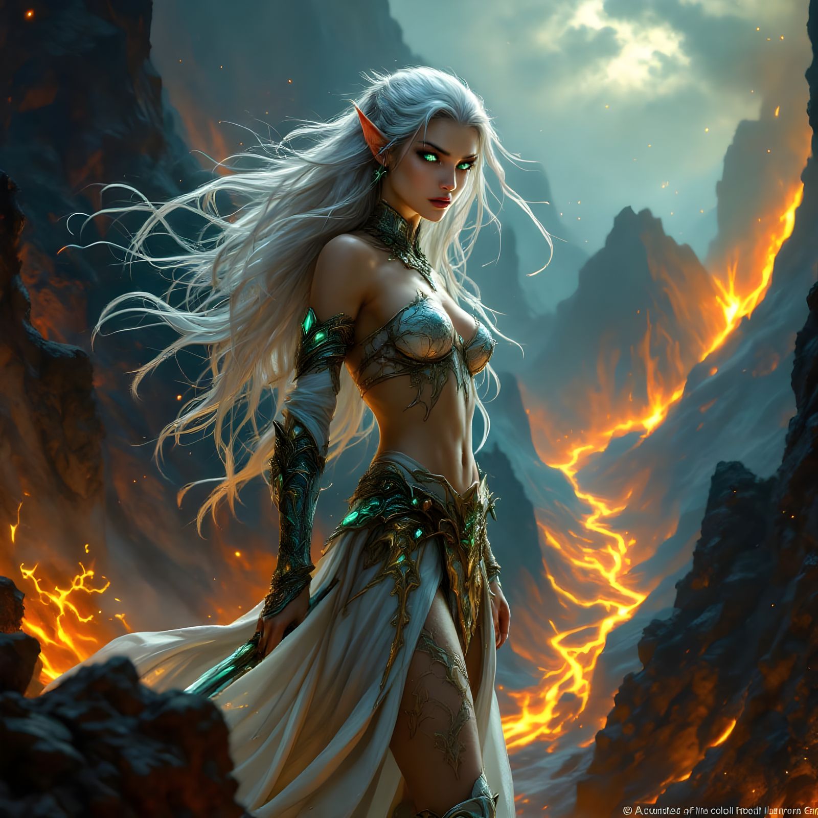 Ethereal Fantasy Warrior in Dragon-Scale Armor