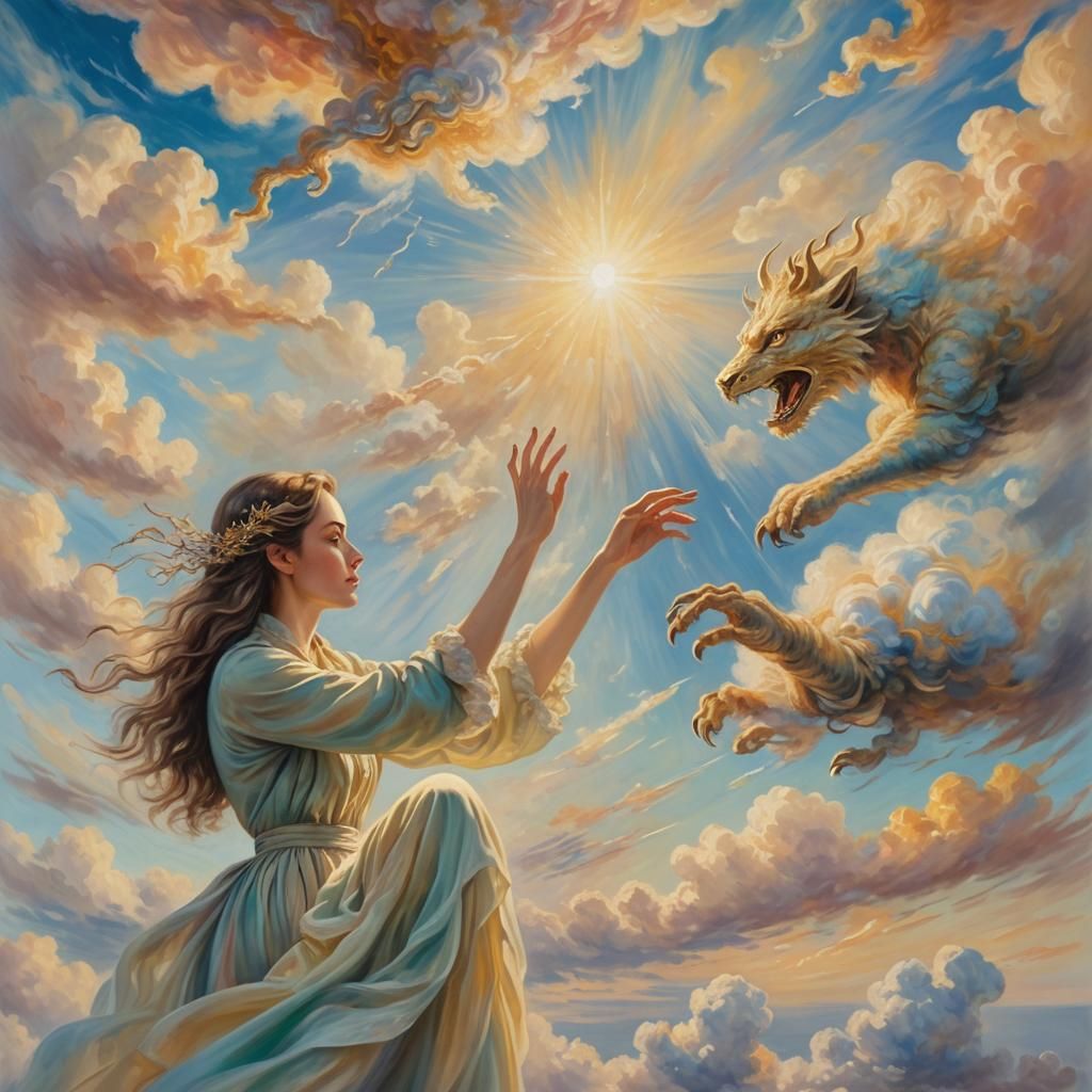 Woman's Transformation in Surrealist Oil Painting