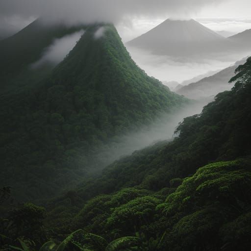 Misty Tenorio Volcano Landscape, Costa Rica