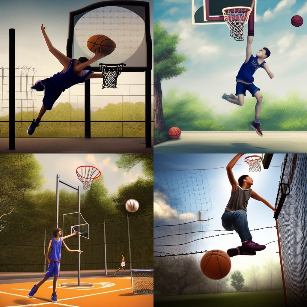 Teen Skateboard Jump: Detailed Matte Painting