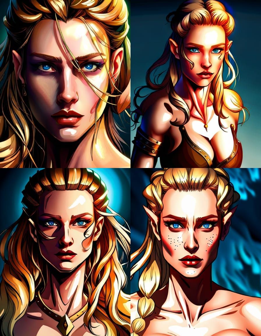 Viking Warrior Maiden Portrait in Hyperdetailed Style