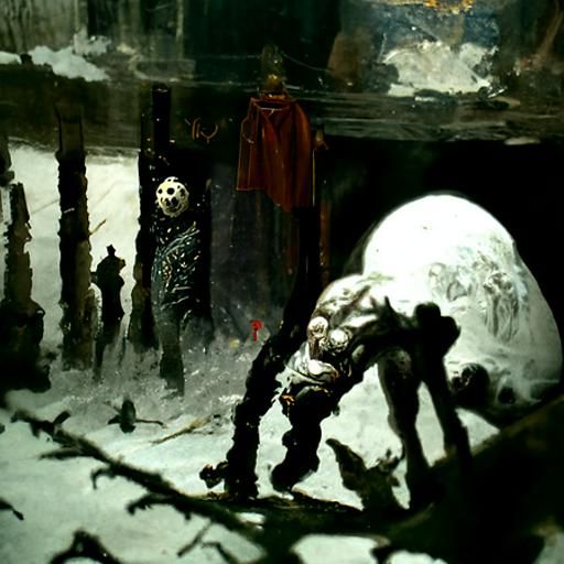 Jason Voorhees in Doré Style Horror Scene