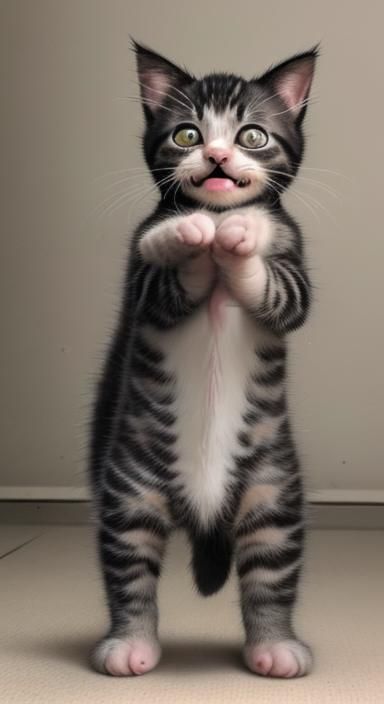 Angry Kitten with Empty Dish