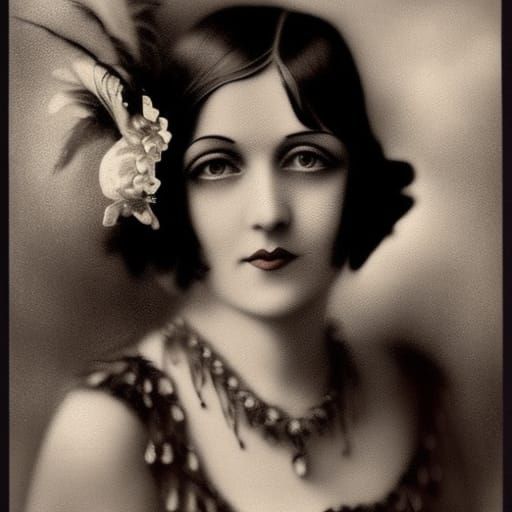 Roaring 20s Flapper Portrait in Black and White