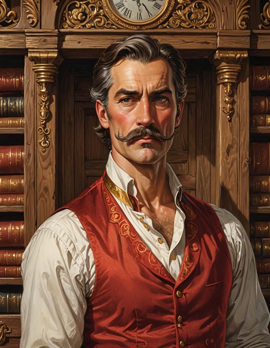 Bored Nobleman in Red Vest Illustration