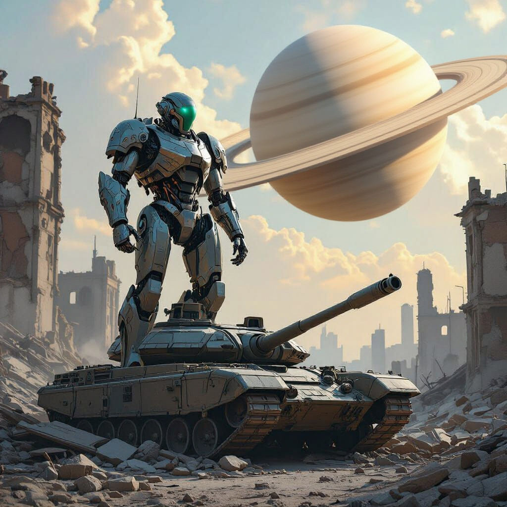 Hyperrealistic AI Robot in Abandoned City