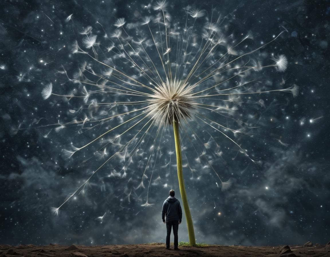 Giant Dandelion in Space: Digital Art