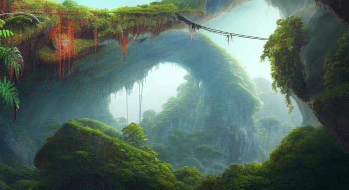 Surreal Rib Cage Cave Cliff: Detailed Matte Painting